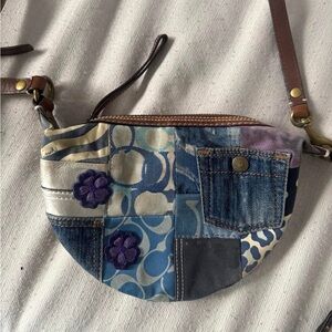 Floral Denim patchwork coach bag y2k💕